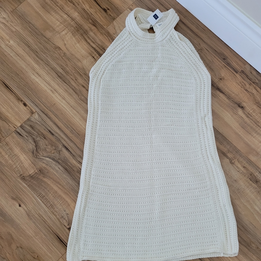 Gap Ladies Small (Tall) Off White Knitted Halter Neck Dress